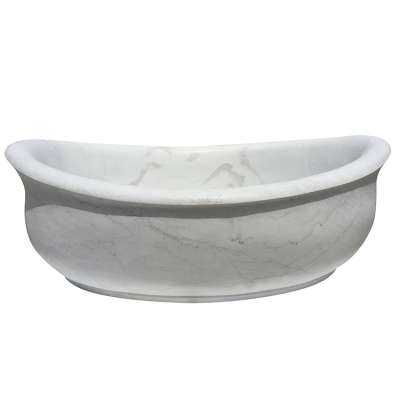 solid carrara white marble stone freestanding bathtub