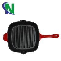 enamel cast iron pan,cast iron ribbed pan, frying pan